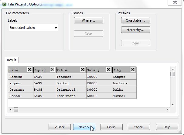 file wizard options
